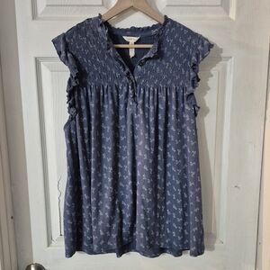 Women's Matilda Jane Blue Ruffled Sleeveless Top Sz XXL
